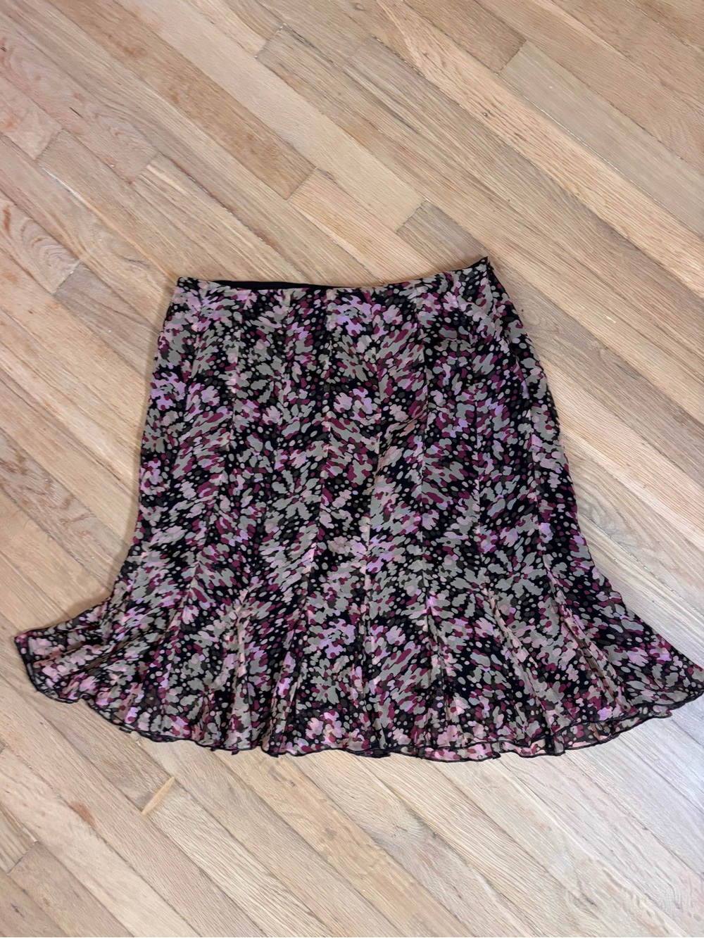 Alfani 100% Silk Floral Flounce Skirt Size 10 Y2K A-Line